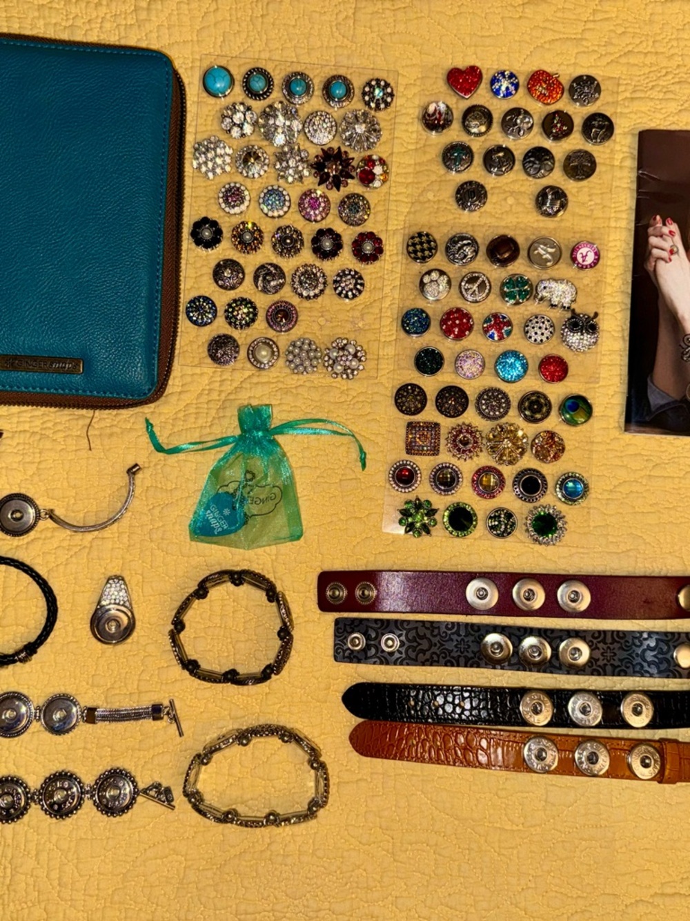 Interchangeable Ginger Snap Charm Bracelet Set with organizer folio